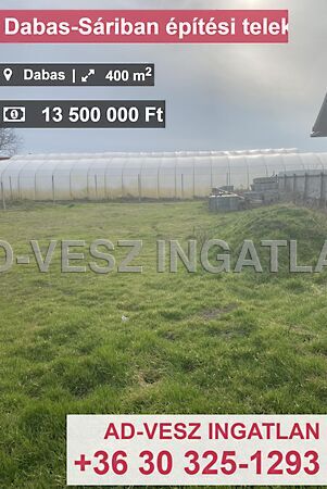 Eladó földterület Dabas, Sári